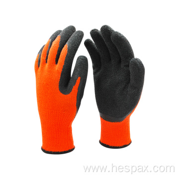 Hespax Acrylic Crinckle Latex Coated Construction Work Glove